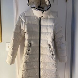 Moncler Moka Long Puffer Coat In White - Size 2 (Medium)